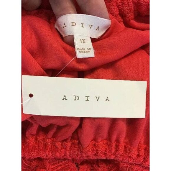 Adiva Plus Top 1X Red Lace 3/4 Sleeve Scoop New - Picture 5 of 7